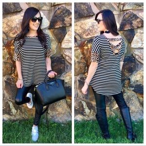 Watermelon striped leopard boutique top S